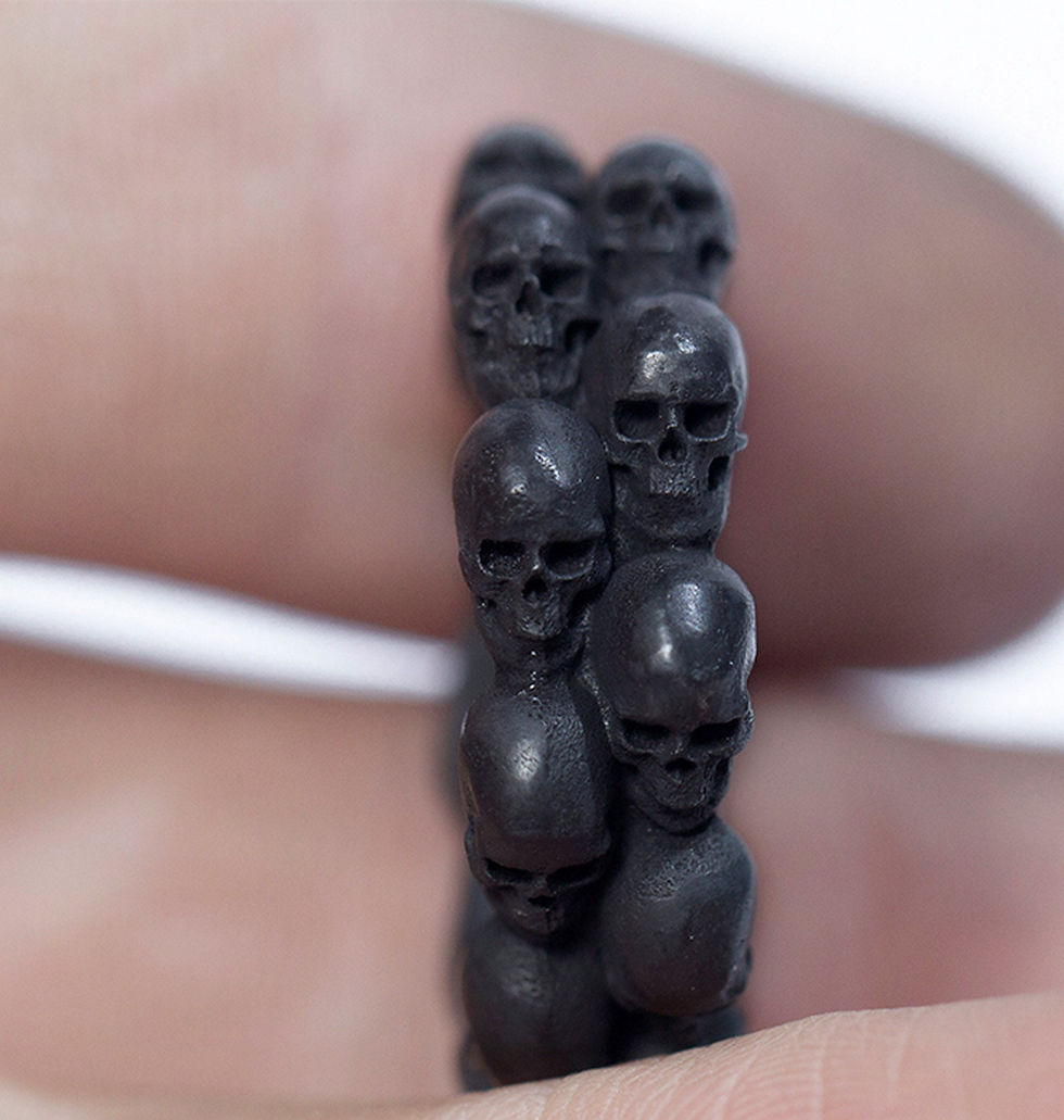 Thumbnail: Silver Skull Ring Handmade Personalised Skull Antique Finish Artwork Ring Masoni
