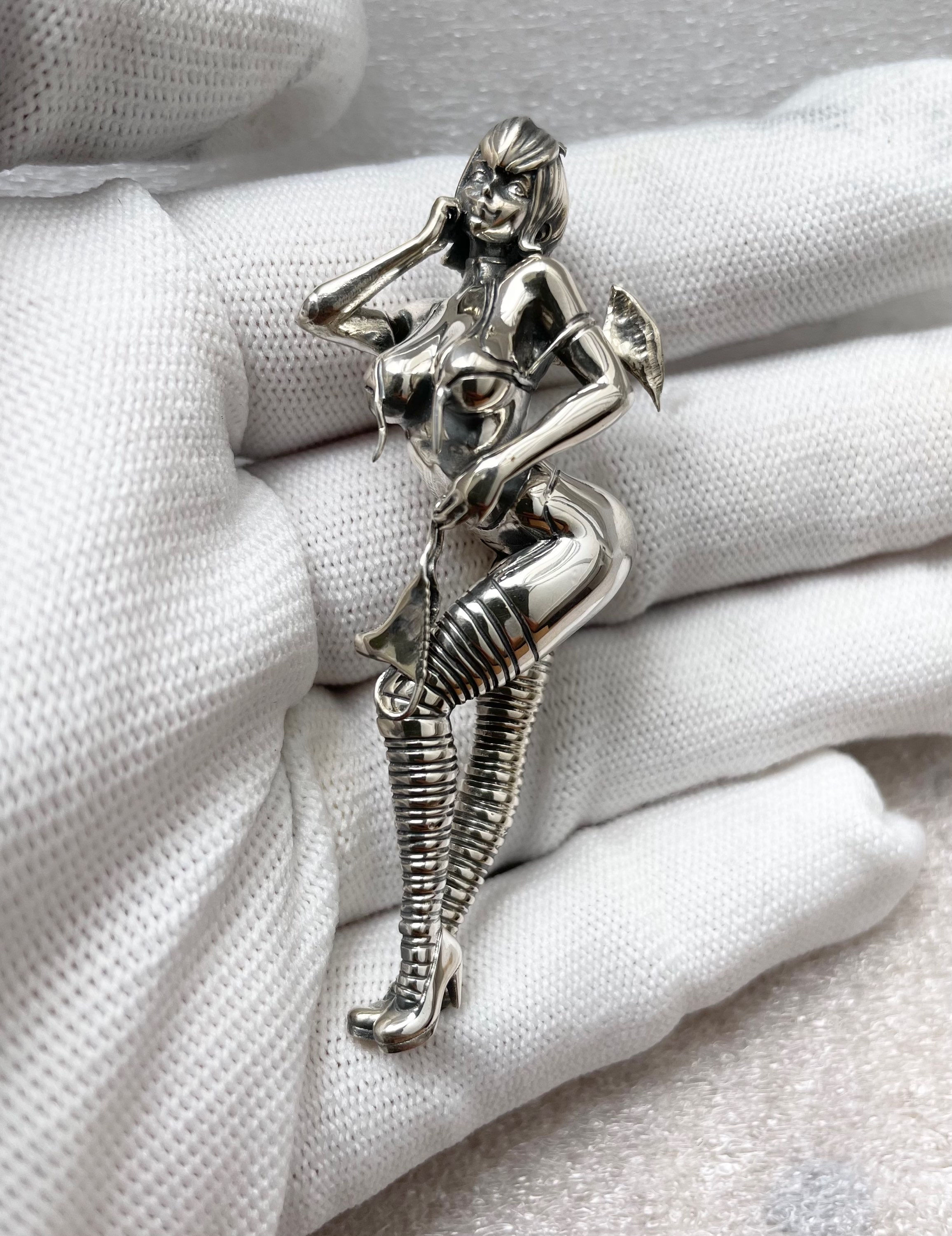 Little Devil Solid 925 Silver Pendant 