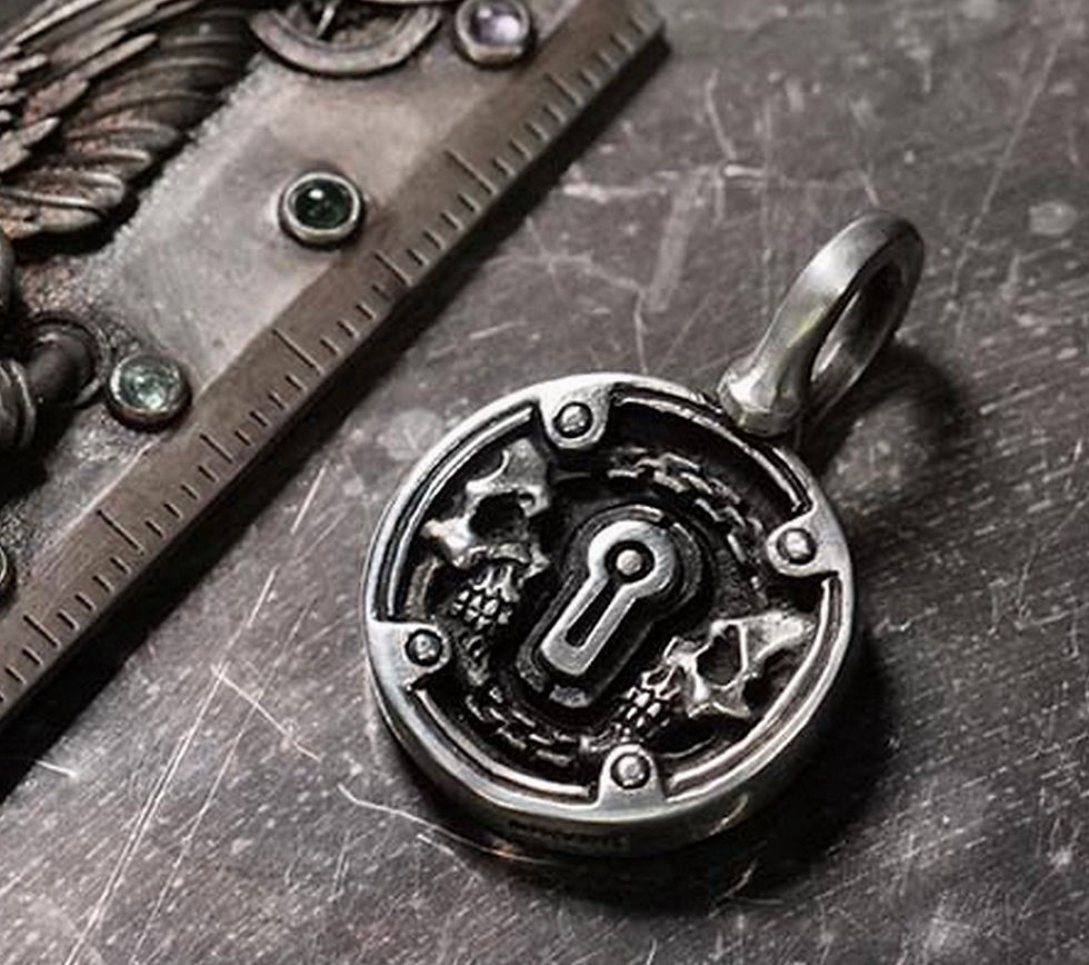 Skull Key to Treasure Silver Pendant Handmade Sterling 925 Silver Viking Skull N