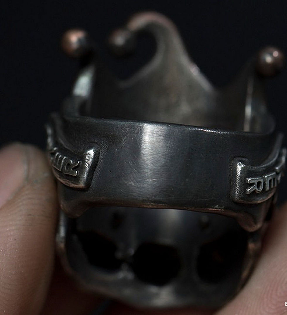 Thumbnail: Joker Clown Skull Ring Viking Poker Joker Handmade Silver Viking Skull Joker Jes