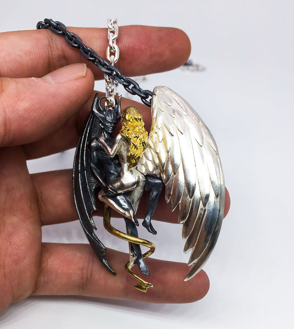 Thumbnail: Angel and Demon Pendant Wings Angel Devil Dance Pendant Handmade Necklace Origin