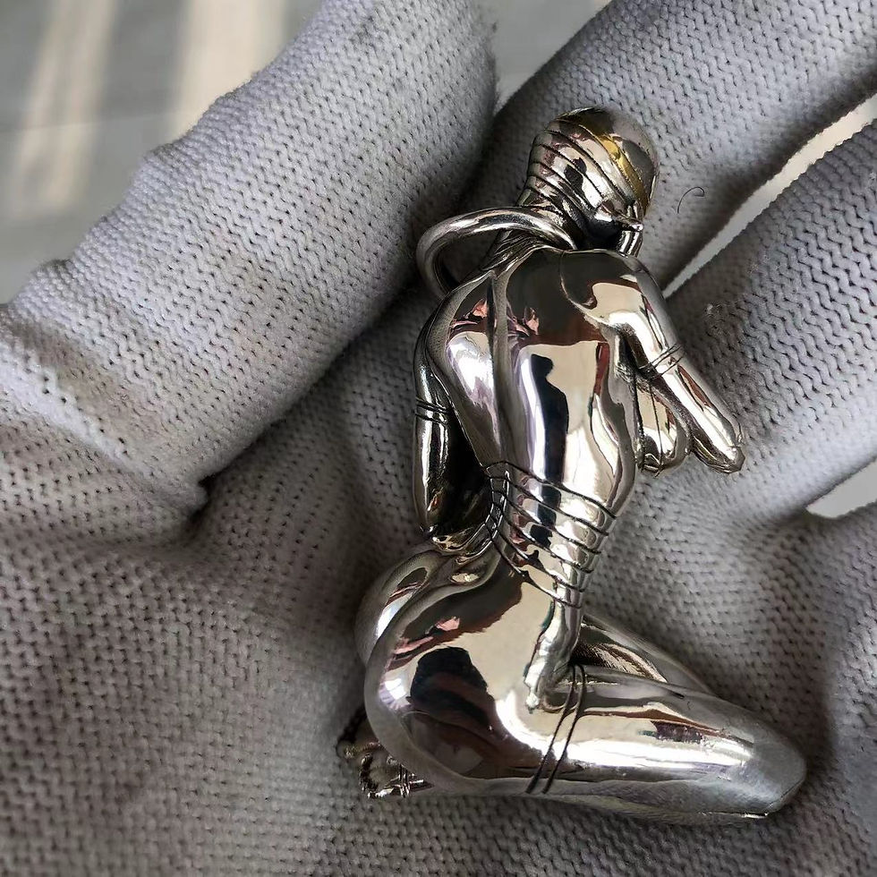 Thumbnail: Large Size Erotic Nude Gold Natual Stone Silver Pendant Collectable 
