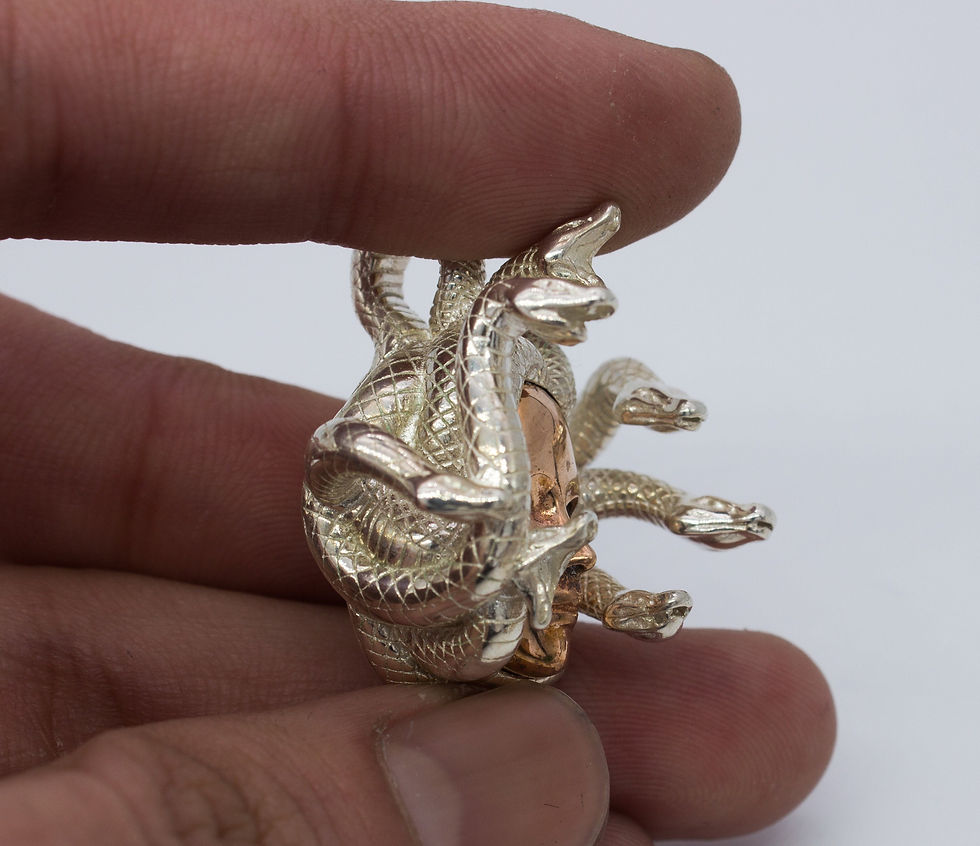 Thumbnail: Medusa Snake Silver Pendant Necklace Greek Gorgon Goddess Handmade 3D Medusa Pen