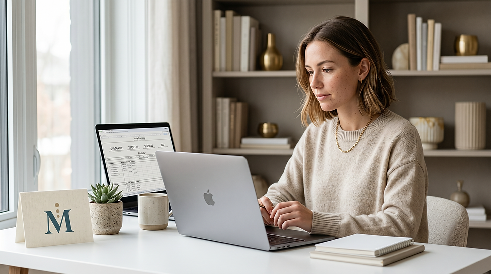 Confident business owner at organized desk ready to manage separated business and personal finances
