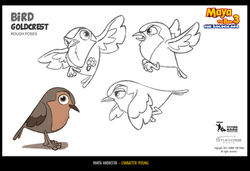 Goldcrest character posing