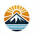 logo: imagen de un sol naciente detras del volcan del Teide en Tenerife, delante del volcan se puede apreciar el mar