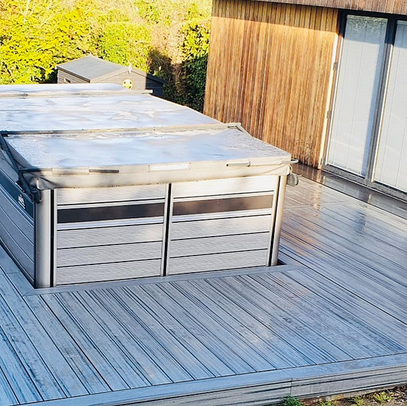 Trex Composite decking around hot tub in Stratford Upon Avon