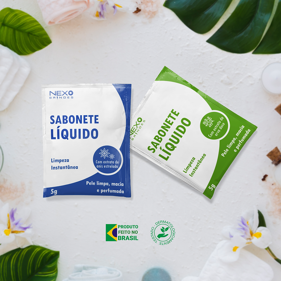 Sachê Sabonete Líquido Personalizado Nexo Brindes Brinde nh anvisa antisséptico atacado barato fornecedor fabricante sl poa