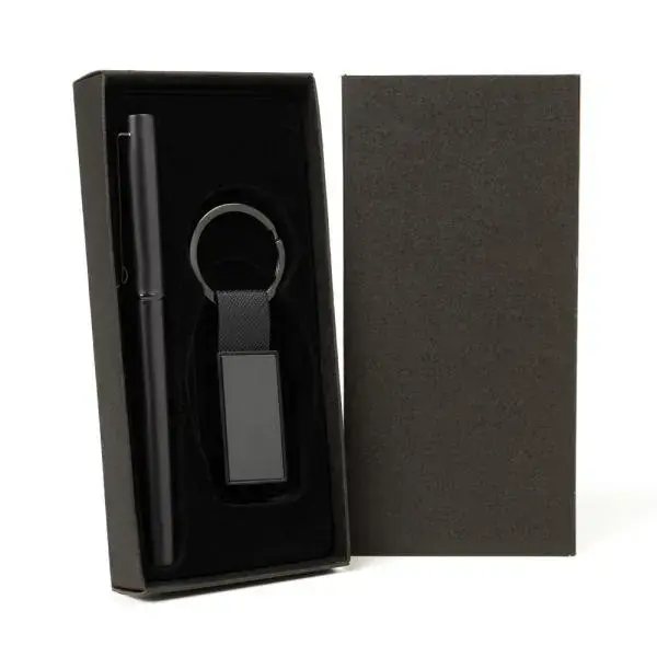 CANETA ROLLER E CHAVEIRO EM METAL/PU