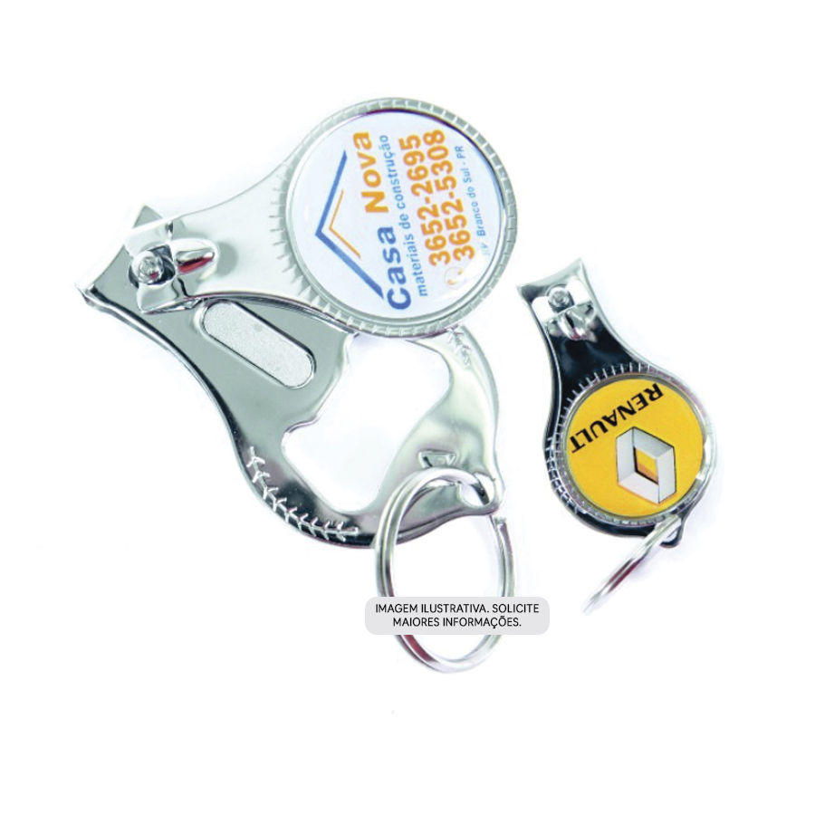 Chaveiro cortador de unha e abridor de garrafas personalizado nexo brindes