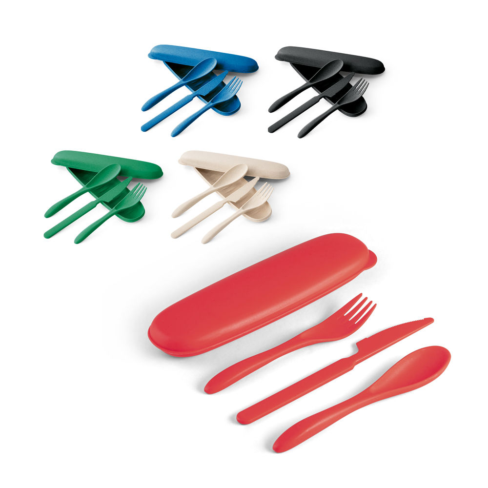 Conjunto de Talheres de Fibra de Bambu