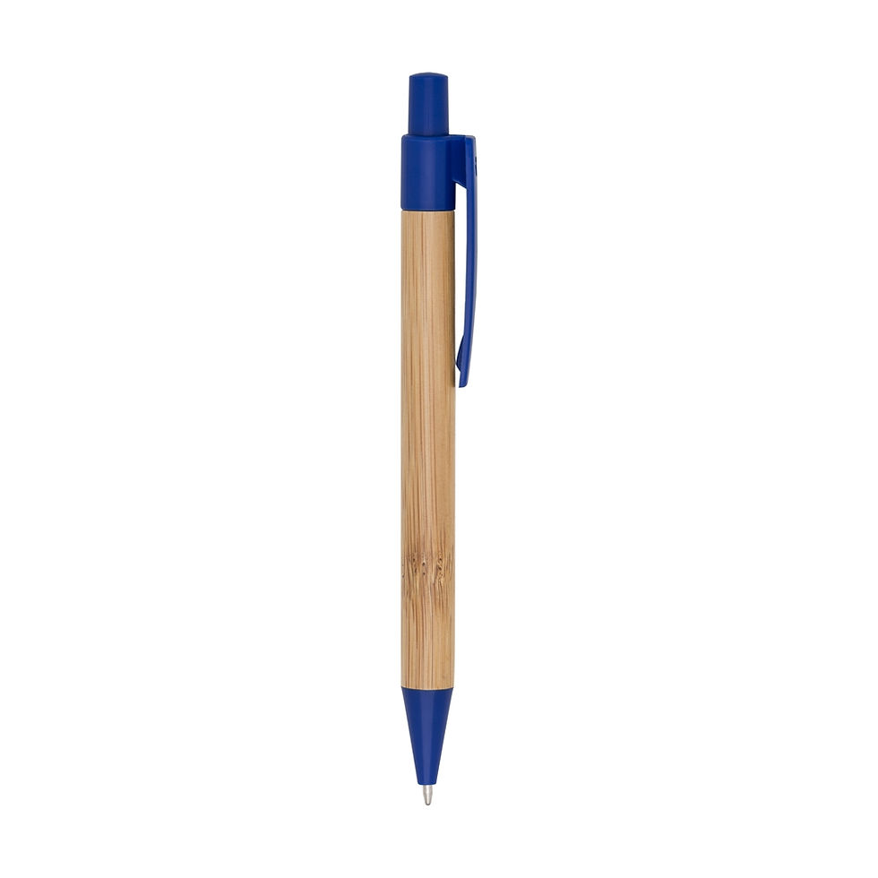 Miniatura: Caneta Ecologica de Bambu Personalizada | Carga Azul, Clique