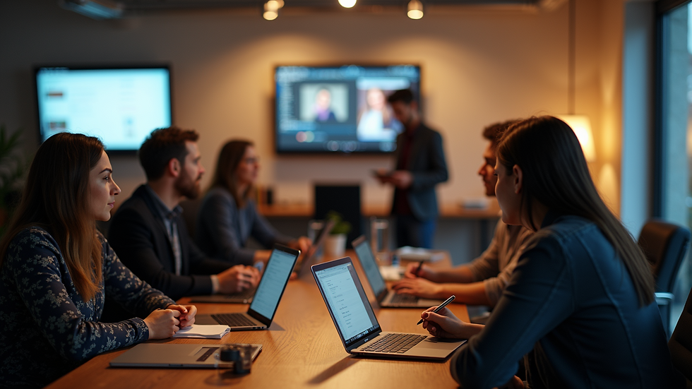 Close-up view of a coworking space event with people networking and exchanging ideas