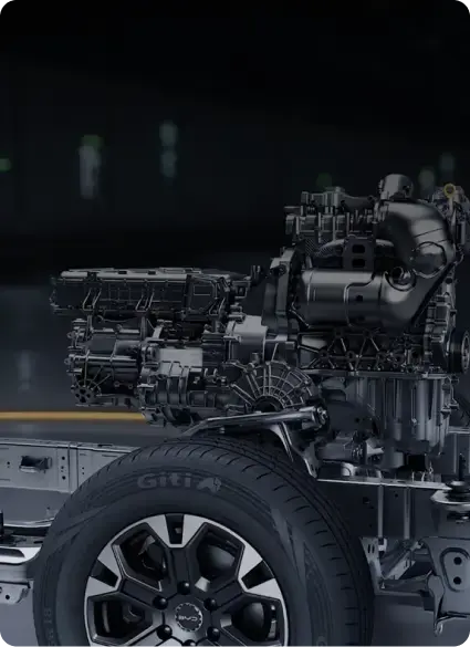 Pickup truck chassis and engine