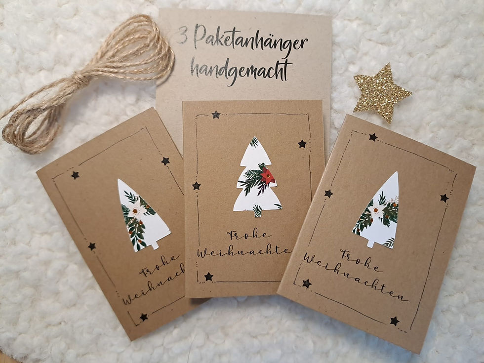 Miniaturbild: Set mit 3 Paketanhänger handgemacht