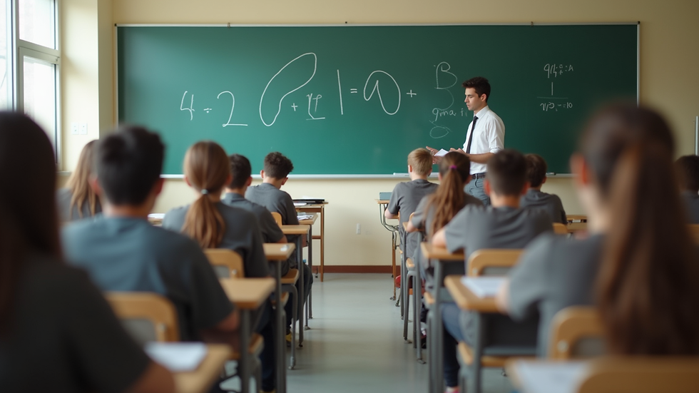 Eye-level view of a classroom with students engaged in a math lesson