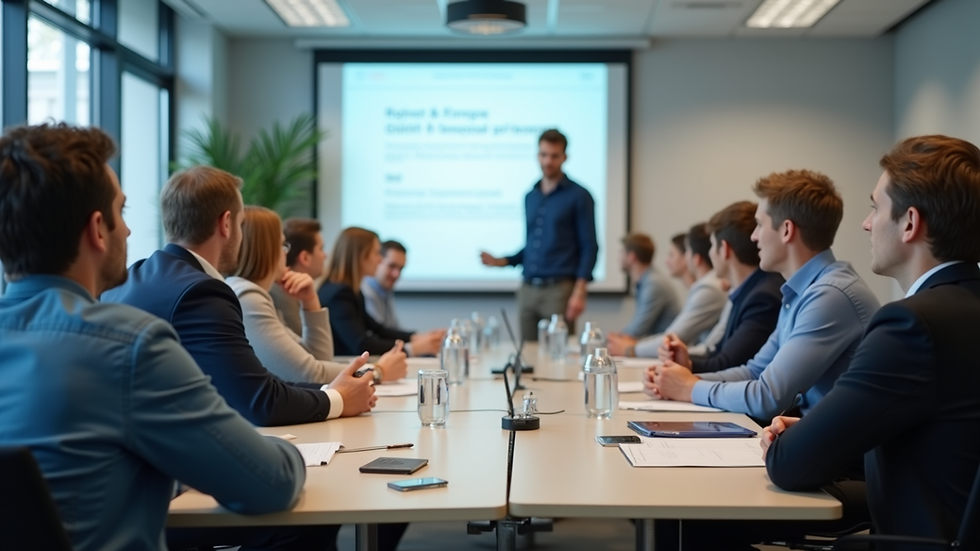 Eye-level view of a modern classroom with students engaged in ITIL training