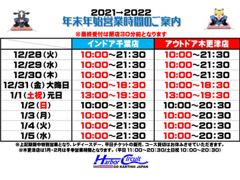 Year-end and New Year's opening