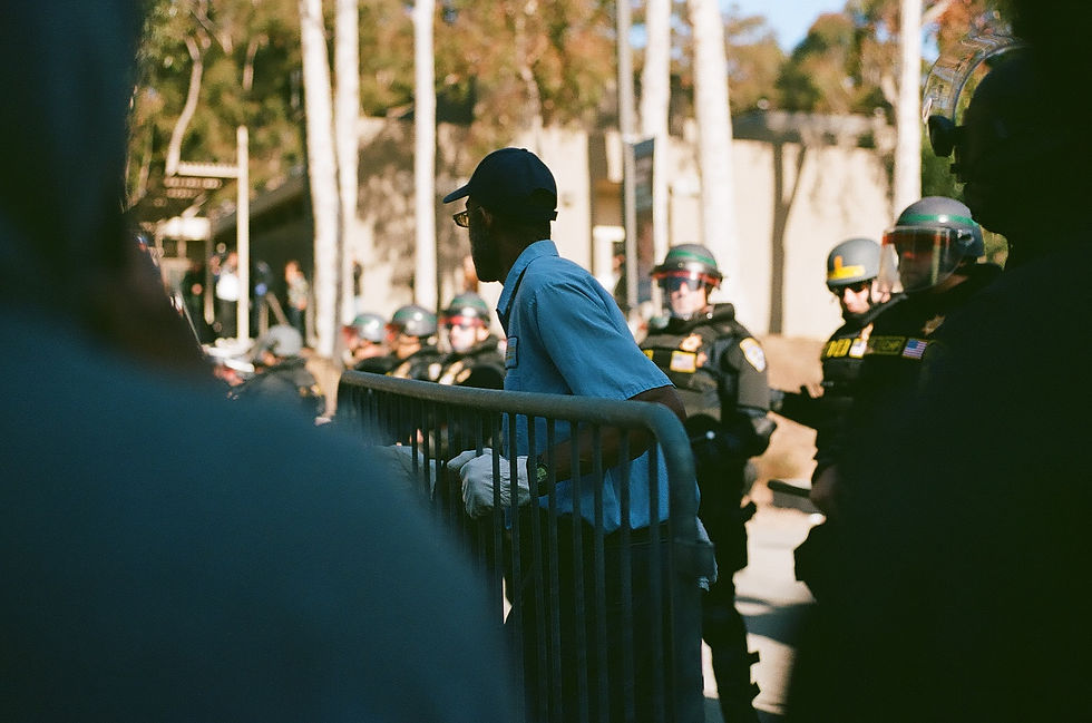 Barricades were placed between the crowd and cops soon after my arrival.