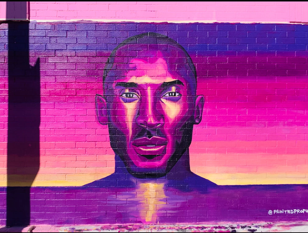 Kobe Bryant mural walls on Melrose Ave, Los Angeles