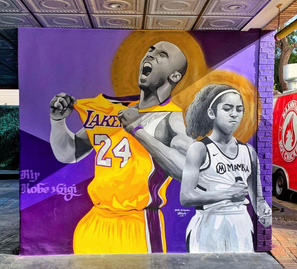Kobe Bryant murals in MidCity to Hollywood, Los Angeles