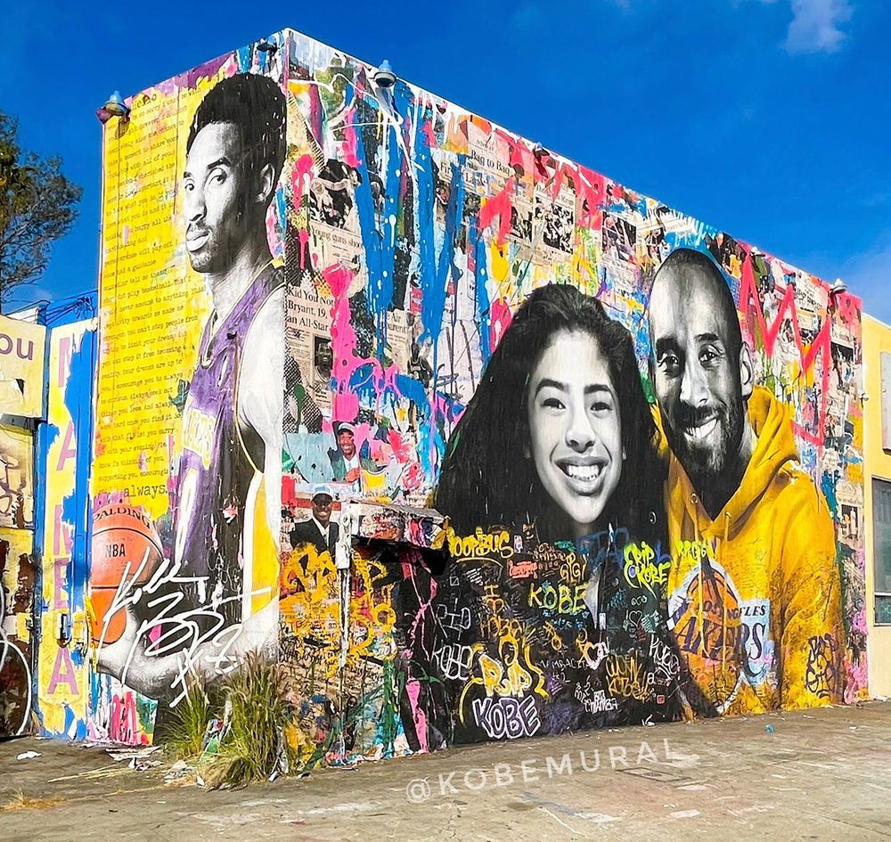 Kobe Bryant murals in MidCity to Hollywood, Los Angeles