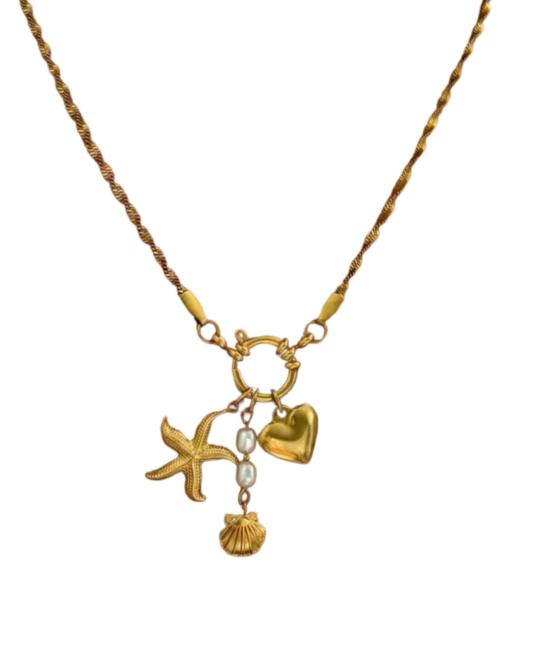 Ocean’s heart ketting - Transparant - Goud