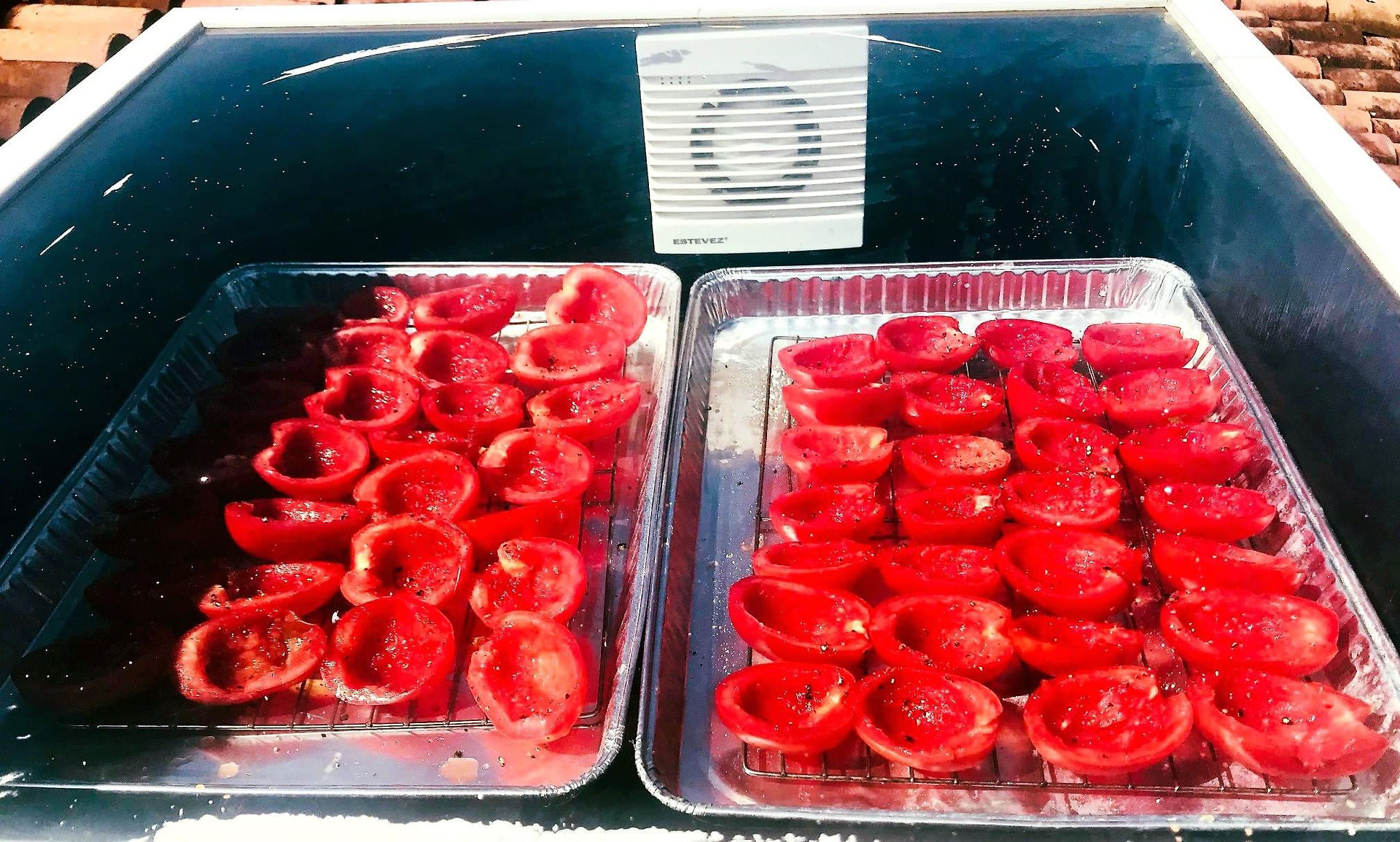 Tangy homemade sun-dried tomatoes are great for pasta and pizza dishes on aluminum foil platters.