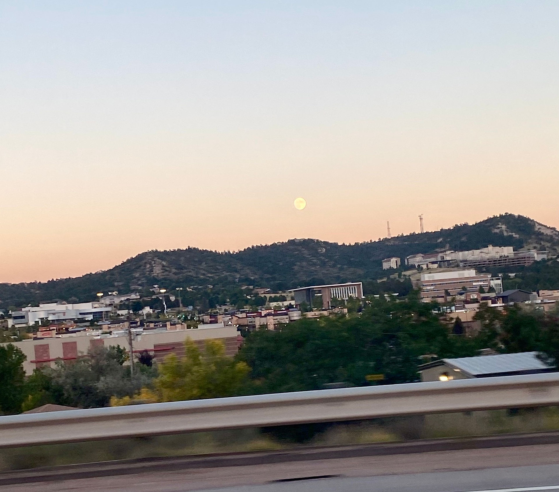 Almost Full Moon in Co.Springs taken from a car