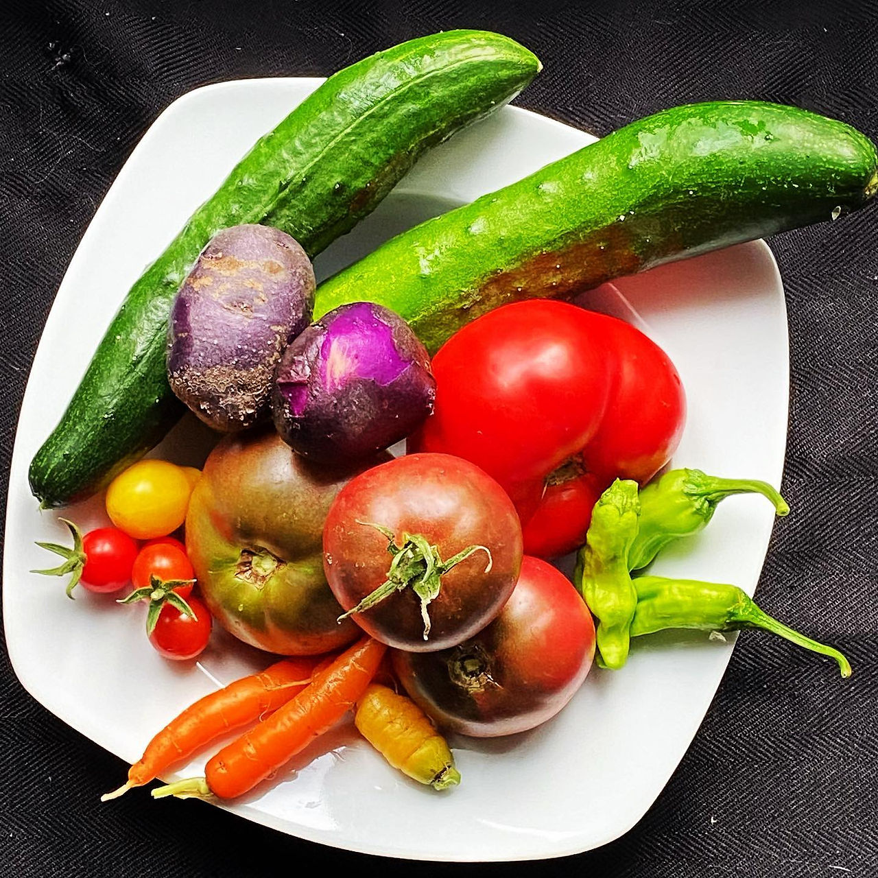 Summer veggies from our garden on a plate