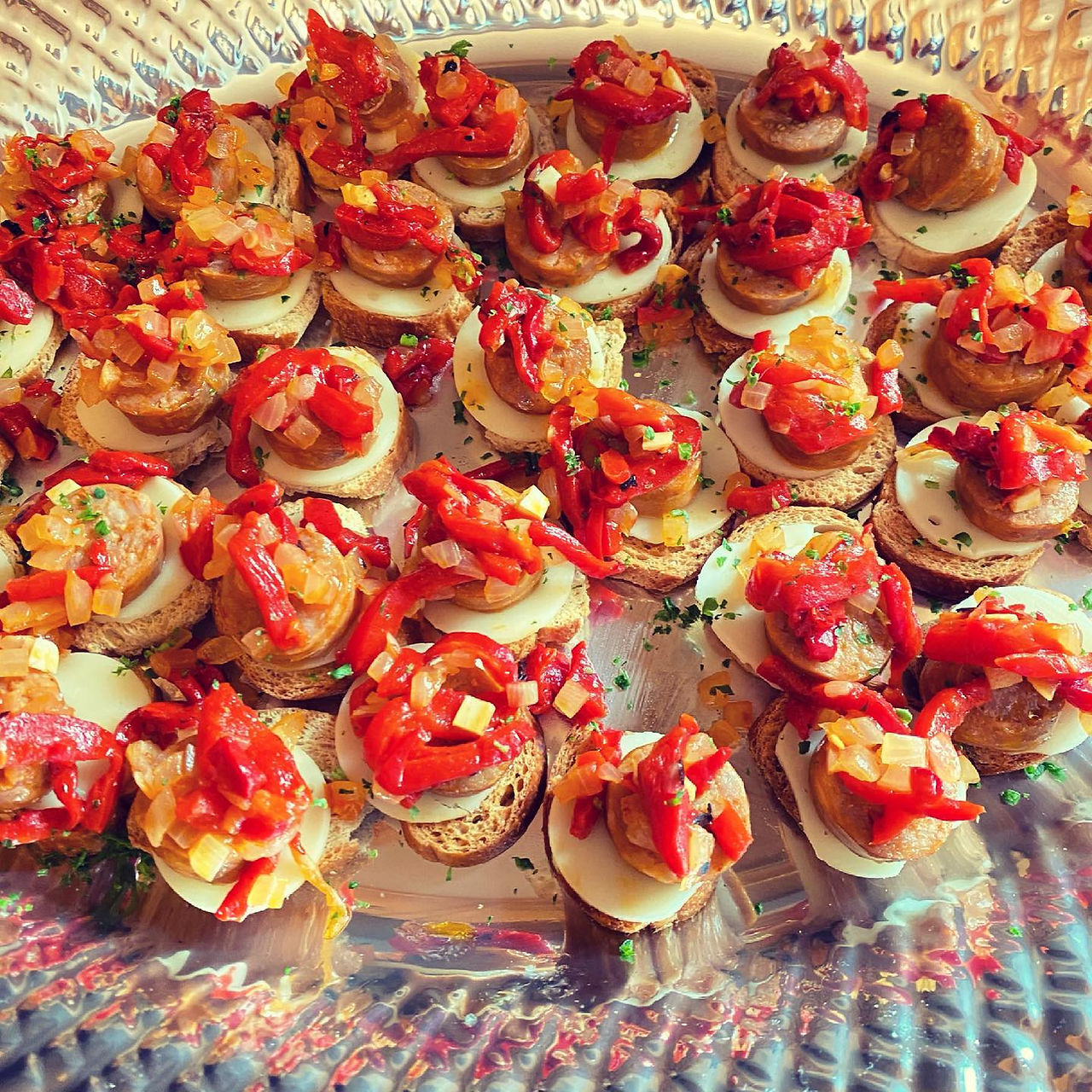 Sausage & Pepper on Crostini