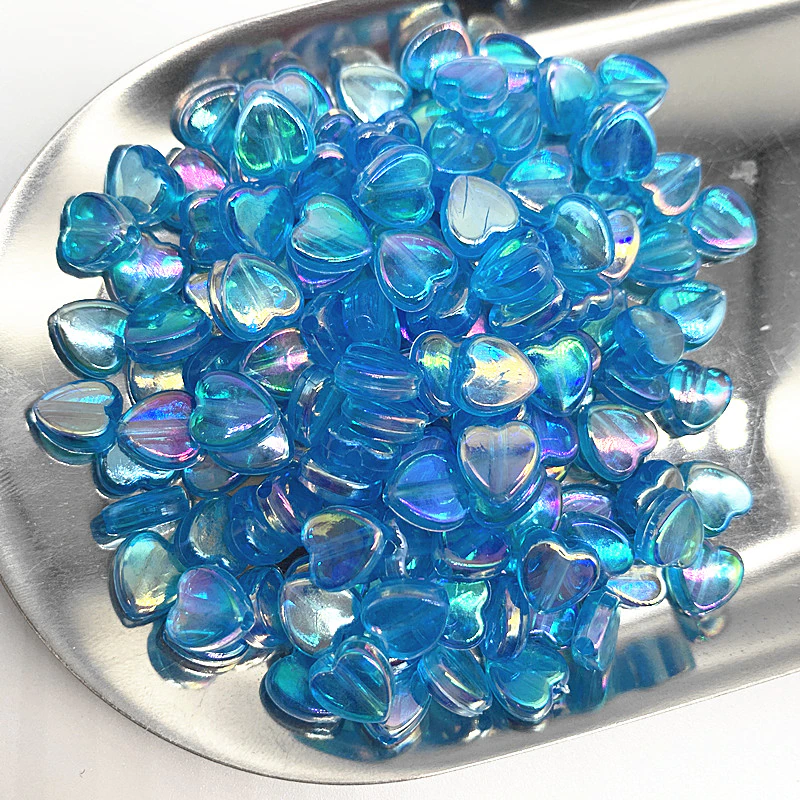Thumbnail: 100pcs 8mm Transparent AB Charms Heart Shape Acrylic Beads Loose Spacer