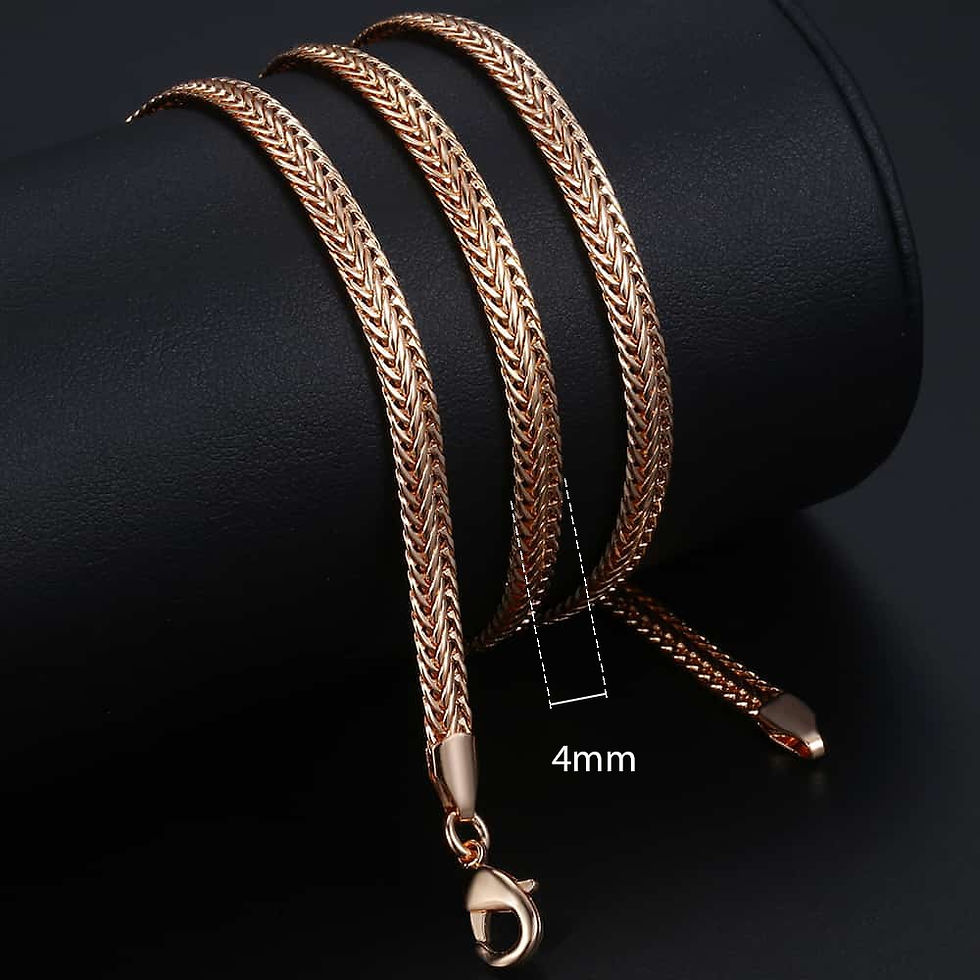 Thumbnail: Vintage Necklace 585 Rose Gold Curb Snail Foxtail Link Chains