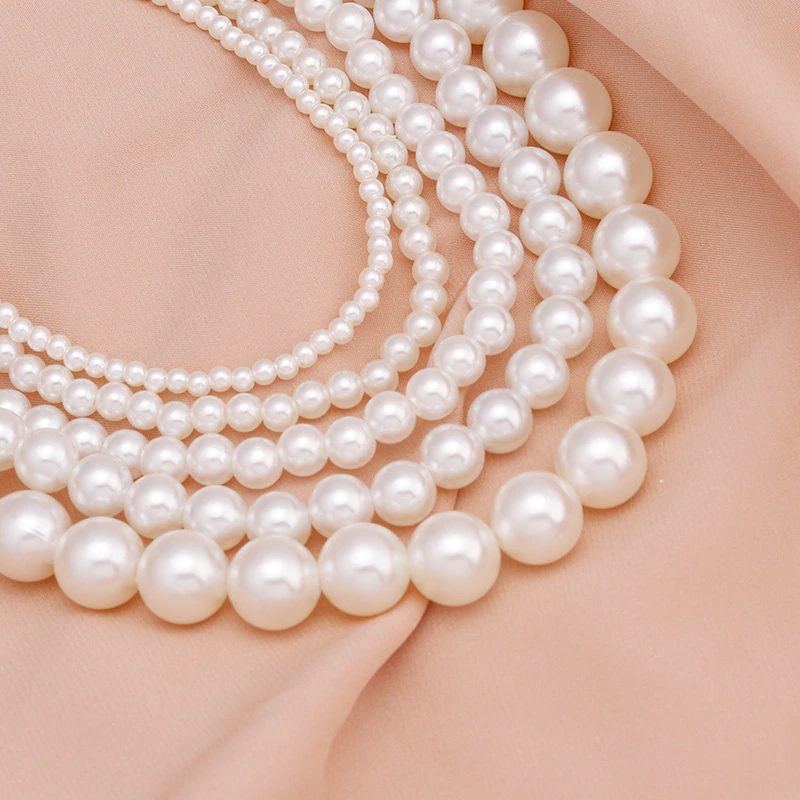 Thumbnail: Elegant Big White Imitation Pearl Beads Clavicle