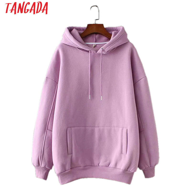 Thumbnail: Tangada women fleece hoodie sweatshirts oversized warm pocket hooded jacket SD60