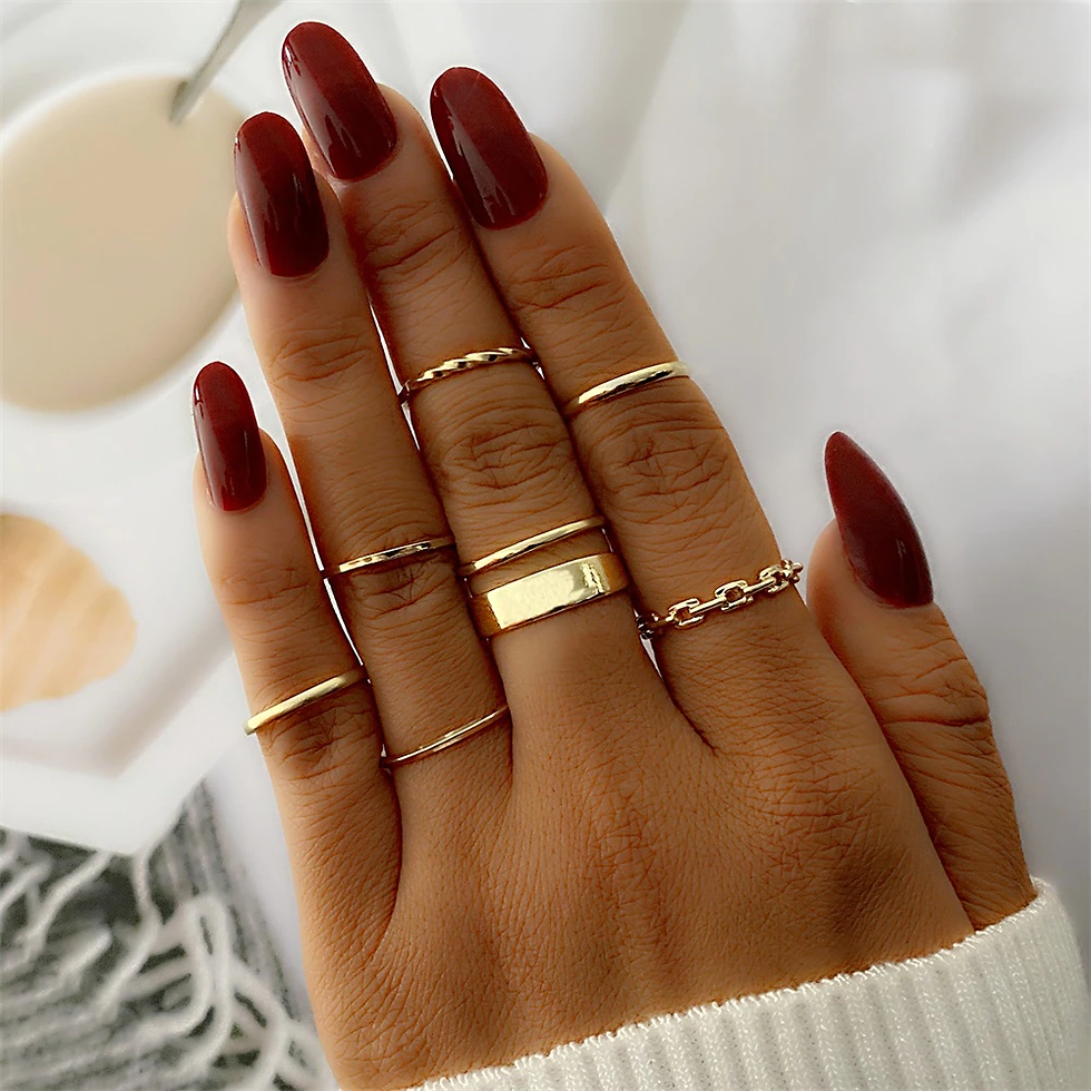 Thumbnail: FNIO Bohemian Gold Chain Ring Set Coin Snake Moon Party Trend Jewelry