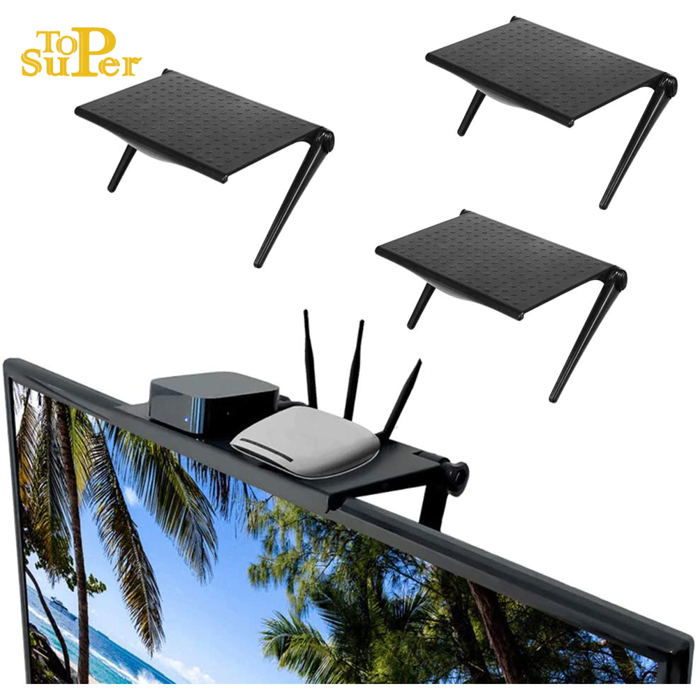 Rack TV Monitor Organizer Screen Top Storage Shelf Holder Practical