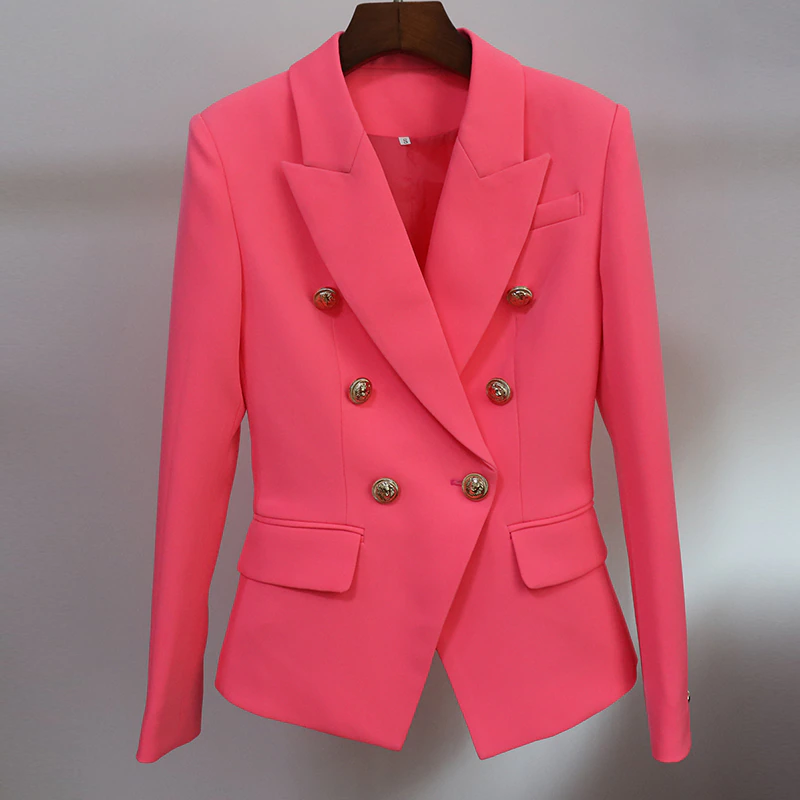 Thumbnail: QUALITY Designer Jacket Women Double Breasted Metal Lion Buttons Blazer S-4XL