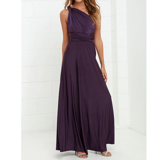 Thumbnail: Women Multiway Wrap Convertible Boho Maxi Red Dress Bandage Long Infinity Robe