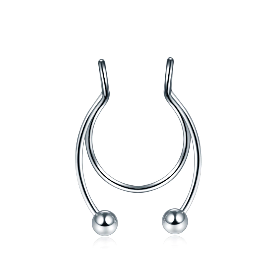 Thumbnail: 1Pc Stainless Steel Fake Nose Ring Hoop Septum Rings C Clip Lip