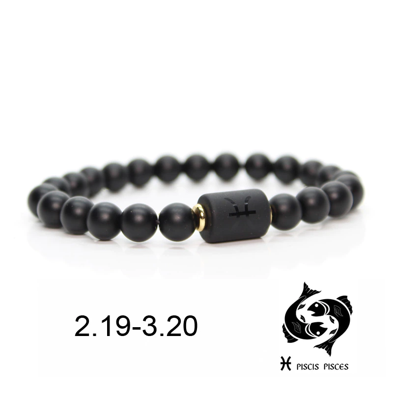 Thumbnail: Black stone 12 constellation couple Bracelet 
