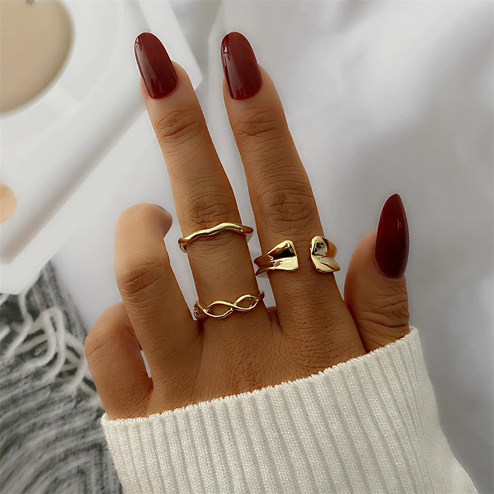 Thumbnail: FNIO Bohemian Gold Chain Ring Set Coin Snake Moon Party Trend Jewelry