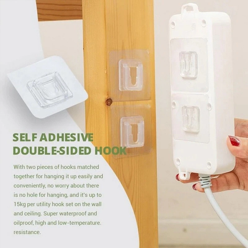 Thumbnail: Multi-Purpose Hooks 5/10 Pairs Double-sided Adhesive Wall Hooks Clothes Hats