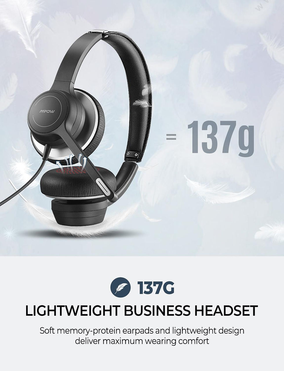 Thumbnail: Mpow HC6 Office Headset with Mic BH328 3.5mm USB Computer for Call Center