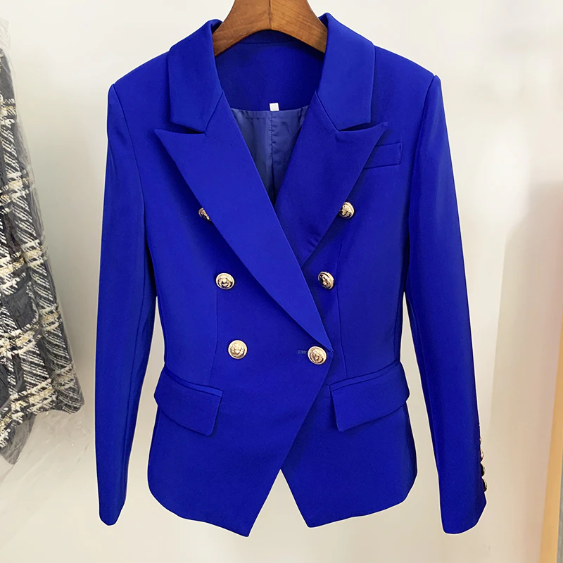 Thumbnail: QUALITY Designer Jacket Women Double Breasted Metal Lion Buttons Blazer S-4XL