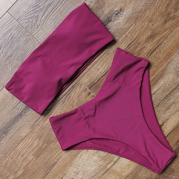 Thumbnail: RUUHEE Bandage Bikini Swimsuit High Waist Bikini Set Bathing Suit Push Up