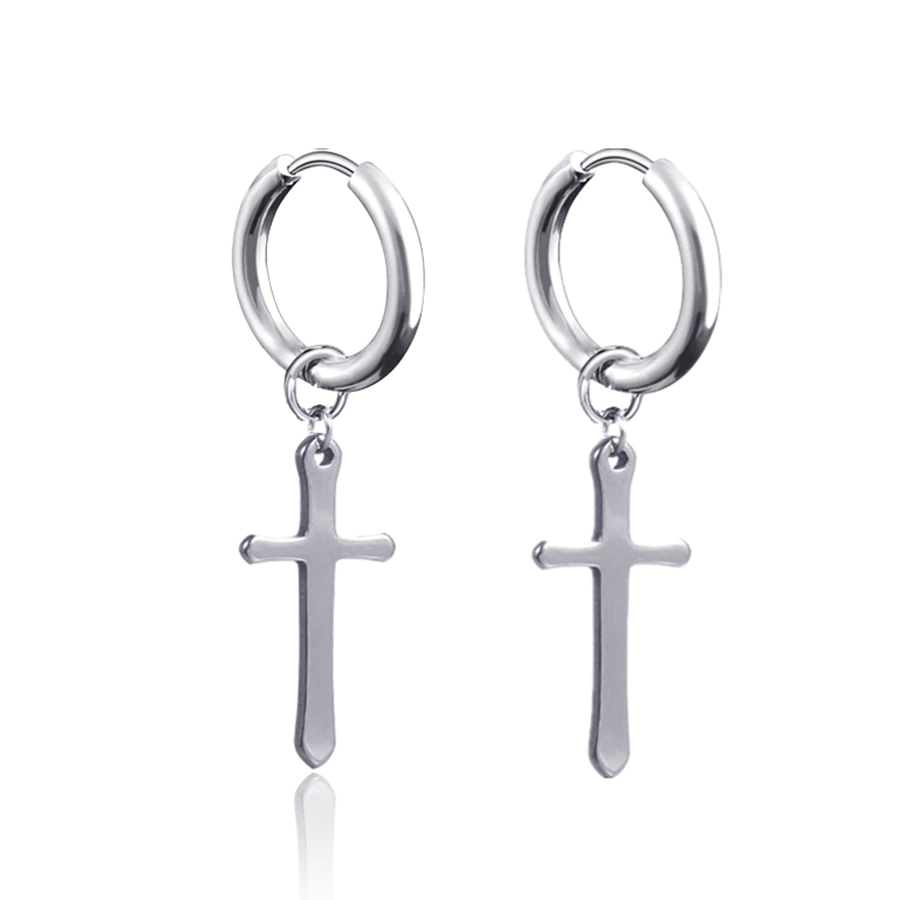 Thumbnail: Punk Stainless Steel Chain Hoop Earrings Trendy Goth Pop Hip Hop Pendants