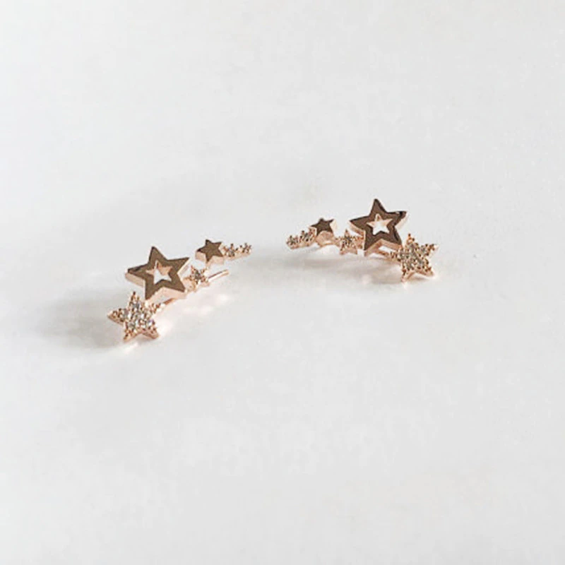 Thumbnail: Huitan Selling Simple Stylish Star Drop Earrings Shiny White Zircon Exquisite