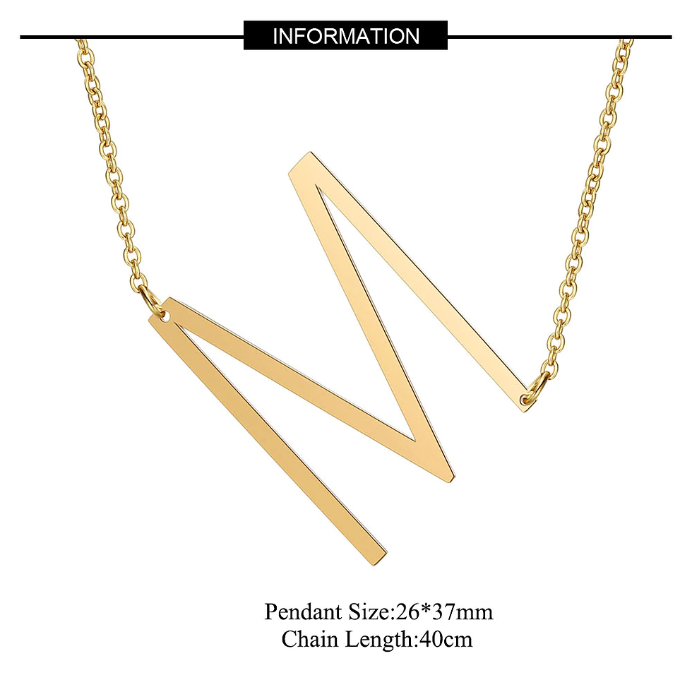 Thumbnail: Large Initial Necklace 100% Stainless Steel Jewelry Big Letter Necklace A-Z Gold