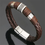Thumbnail: Trendy Genuine Leather Bracelets Men Stainless Steel Multilayer Rope
